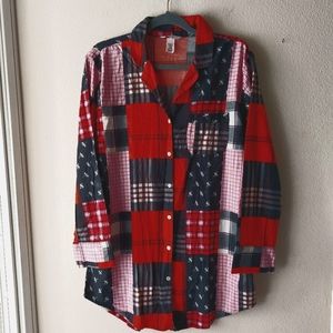 VICTORIA SECRET FLANNEL PATCHWORK NIGHT SHIRT PAJAMA